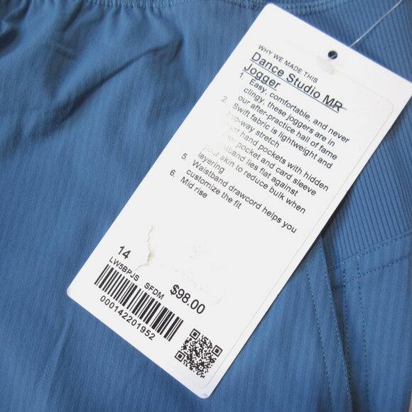 NWT Lululemon Dance Studio Mid-Rise Jogger in Soft Denim Blue Pants 14 - Picture 4 of 8